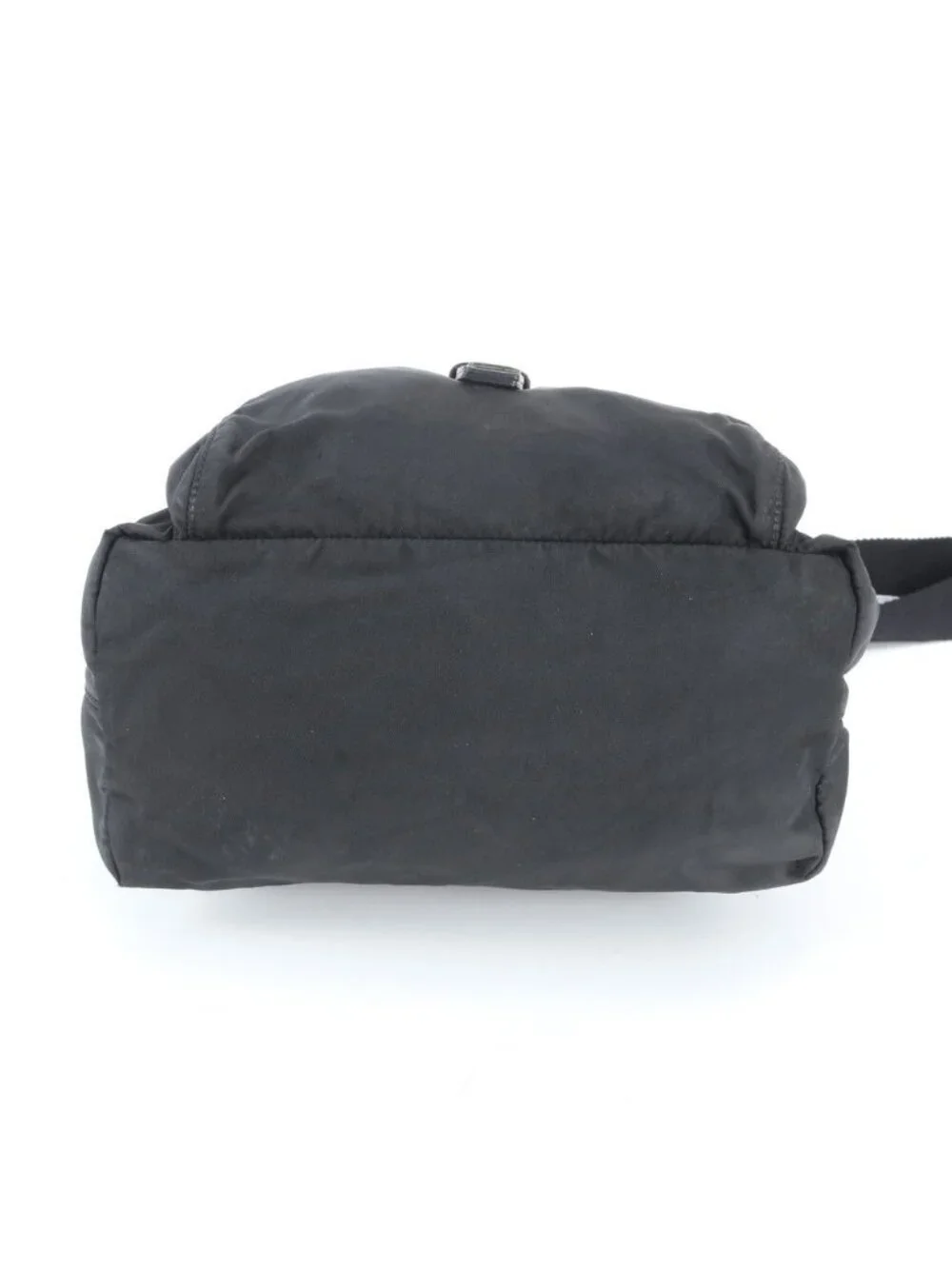 Prada Tessuto Nylon Triangle Logo Leather Shoulder Bag Crossbody Messenger Black